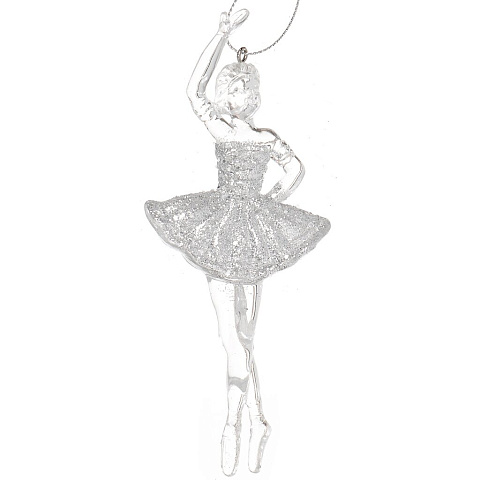Елочное украшение Балерина, серебро, 14.5 см, пластик, SYYKLA-191941