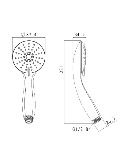 Лейка для душа, пластик, 8.8х22.1 см, 3 режима, хром, Lemark, LM8120C