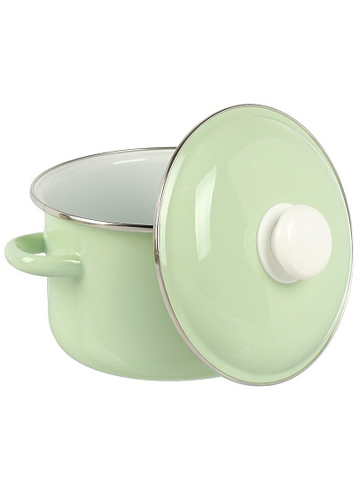 Кастрюля эмалированная сталь, 3 л, крышка сталь, цилиндрическая, Сибирские товары, 9MD181P, салатовая, индукция