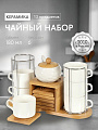 Набор чайный керамика, 13 предметов, на 6 персон, 180 мл, металлическая подставка, Y4-4593, подарочная упаковка
