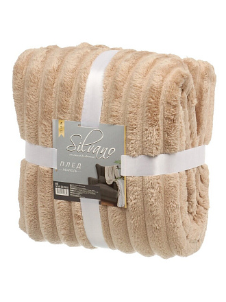 Плед евро, 200х220 см, велсофт, 100% полиэстер, Silvano, №79, песочный