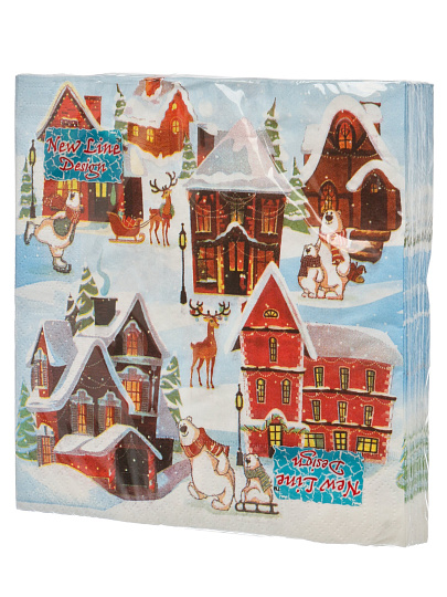 Салфетки бумажные New Line, Design Домики, 20 шт, 3 слоя, 33х33 см