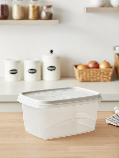 Контейнер пищевой пластик, 0.6 л, 14.3х10х7.2 см, пепельный жемчуг, прямоугольный, Plast team, Bergen, PT113111024