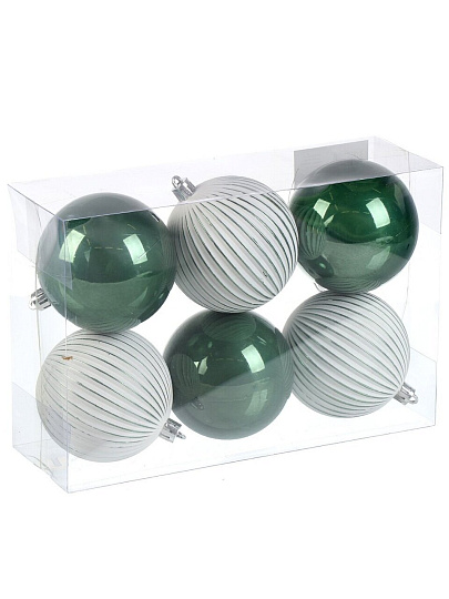 Елочный шар 6 шт, зеленый, 8 см, пластик, SYQB- 0124233