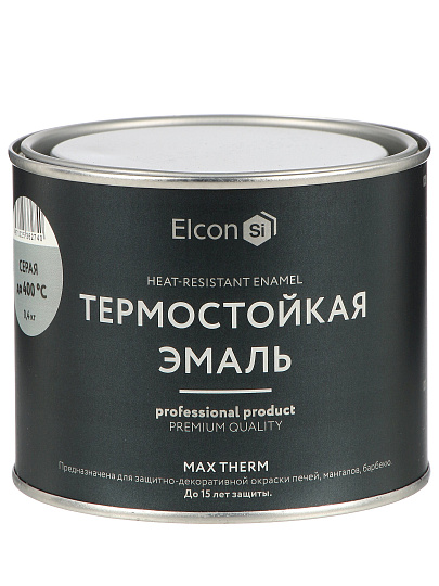 Эмаль Elcon, термостойкая, быстросохнущая, кремнийорганическая, матовая, серая, 0.4 кг, 400°С