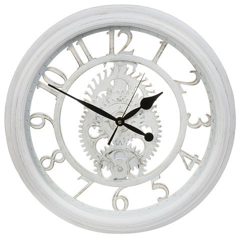 Часы настенные, кварцевые, 50 см, круглые, пластик, белые, Y6-10678