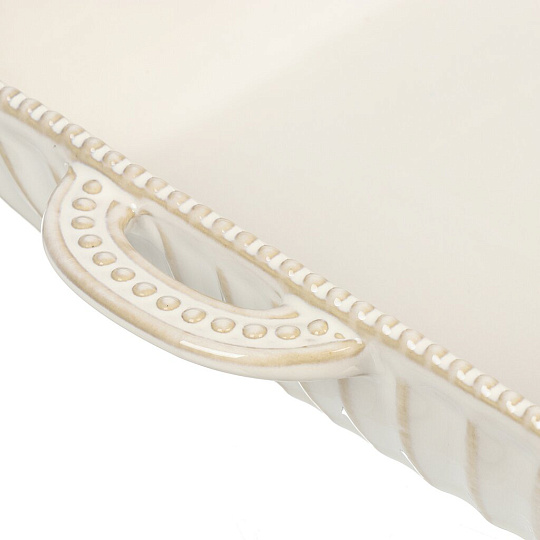 Форма для запекания и сервировки керамика, 21х25х5 см, квадратная, с ручками, белая, BY Collection, 826-373