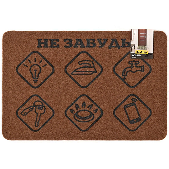 Коврик грязезащитный, 40х60 см, прямоугольный, резина, Familia Не забудь, Sunstep, 37-911
