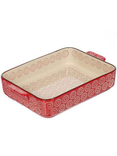Форма для запекания керамика, 31х21х6 см, 2.5 л, фигурная, Круги на красном, Y6-10299