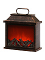 Фонарь декоративный 30х28х13 см, 3 бат АА, USB шнур, пластик, стекло, Камин, M120001