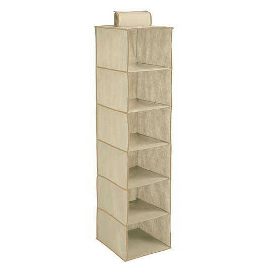 Кофр для хранения, 6 секций, складной, подвесной, 30х30х120 см, спанбонд, бежевый, Handy Home, Вельвет, AH-03