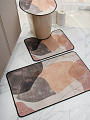 Набор ковриков для ванной, 3 шт, 0.5х0.8, 0.5х0.4, 0.45х0.39 м, диатомит, быстросохнущий, бежево-коричневый, Silvano, Вельвет