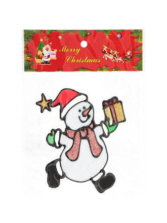 Наклейка на стекло, 15х23.5 см, Снеговик микс, SYBXT18-011