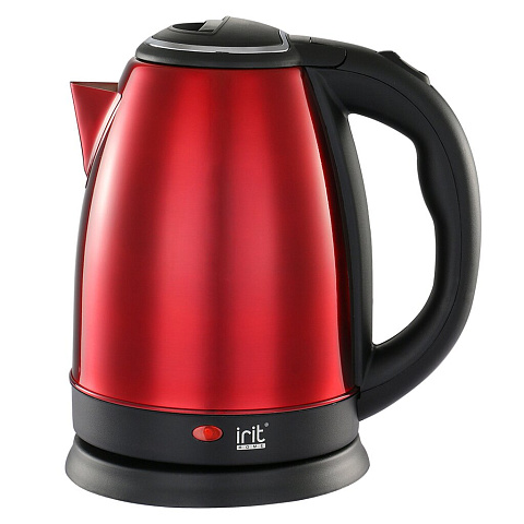 Чайник электрический Irit, IR-1353, красный, 2 л, 1500 Вт, скрытый нагревательный элемент, металл