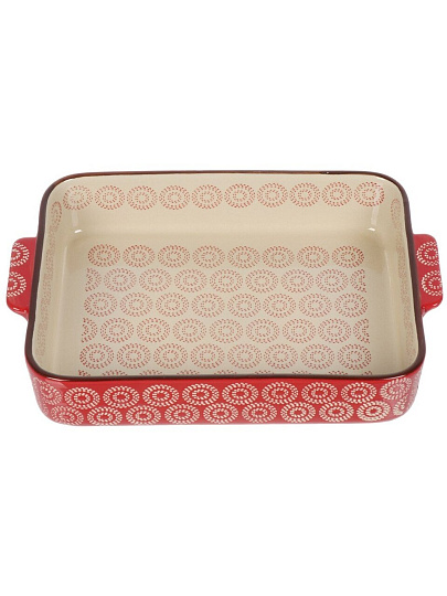 Форма для запекания керамика, 31х21х6 см, 2.5 л, фигурная, Круги на красном, Y6-10299