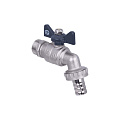 Кран водоразборный 3/4&amp;quot;, латунь, со штуцером, ручка-бабочка, AquaLink