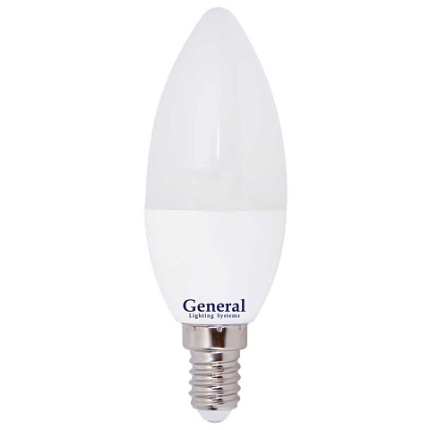 Лампа светодиодная E14, 8 Вт, 230 В, свеча, 6500 К, холодный белый свет, General Lighting Systems, CF, 638400