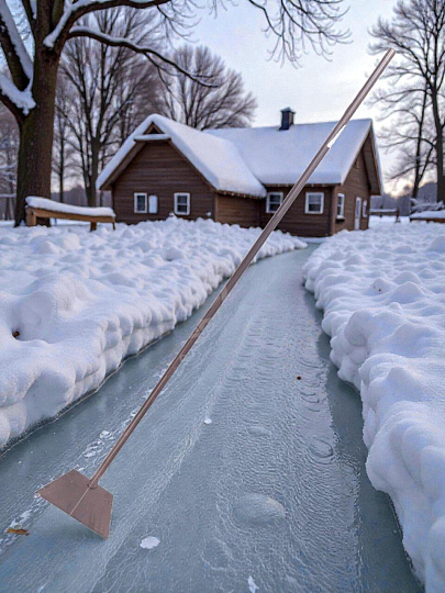 Ледоруб черенок металлический, 190мм с металлической ручкой 1.2 м, диеметр 10 мм, 000219