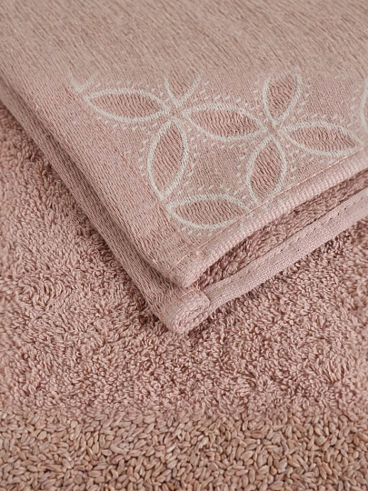 Полотенце банное 50х90 см, 100% хлопок, 550 г/м2, Фелиция, Barkas, пудрово-бежевое, Узбекистан, AI-1103006