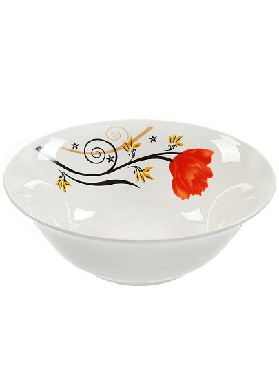 Салатник керамика, круглый, 15х5 см, 0.4 л, Красный Тюльпан, Daniks