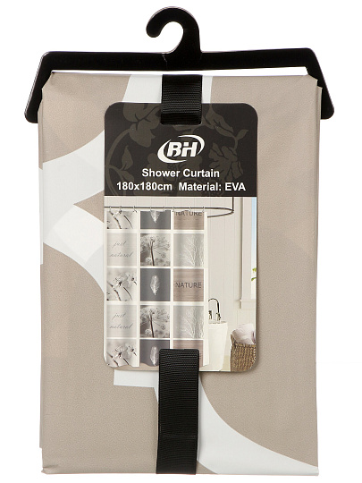 Штора для ванной 180х180 см, Peva, Элика-1, серая, Y4-11170