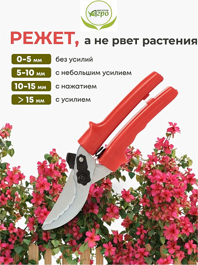 Секатор универсальный, 220 мм, с зубчиками, Инструм-Агро, 010105