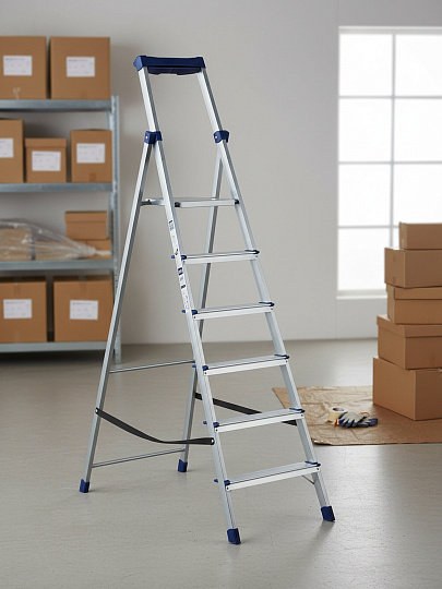 Стремянка 1 секция, 6 ступеней, сталь, 1.285 м, 150 кг, Nika, СКА6