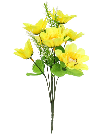 Цветок искусственный декоративный пасхальный, Кувшинка, 7 головок, 35 см, в ассортименте, FY060