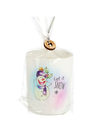 Свеча декоративная, 9.3х7.7 см, Let it snow, парафин, в стеклянном подсвечнике, 35 1625 1021