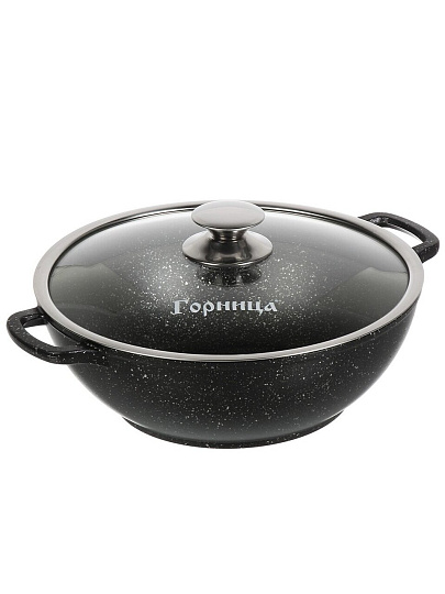 Казан алюминий, антипригарное покрытие, 4 л, Гранит, с крышкой, в подарочной коробке, Горница, ГКкн2800