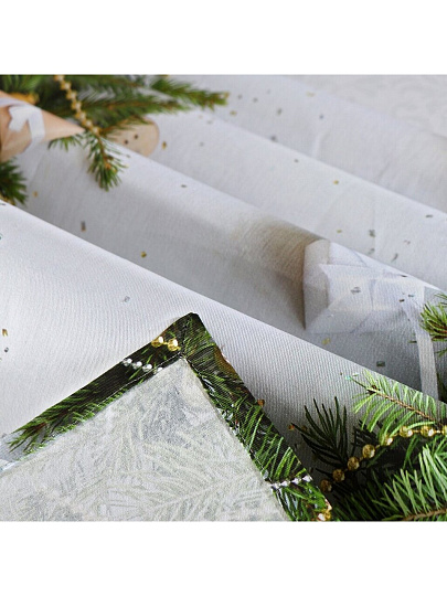 Дорожка для стола 45х180 см, 100% хлопок, 200 г/м2, Праздничный стол Еловые ветви, AI-1504047