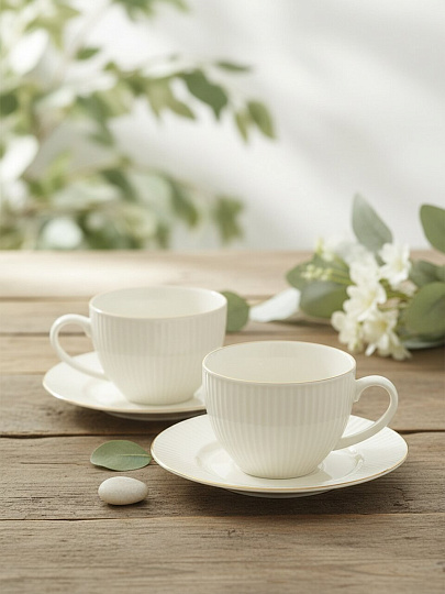 Набор чайный фарфор, 4 предмета, на 2 персоны, 270 мл, Jewel, Бьянко, ПС0001-33