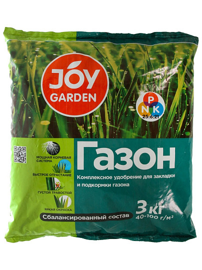 Удобрение Газон, минеральное, гранулы, 3 кг, Joy