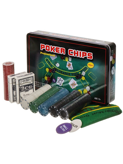 Игра настольная Покер, 33х20х5 см, фишки 300штук, 2 колоды карт, Y6-6373