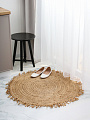 Коврик интерьерный 0.8х0.8 м, круглый, бежевый, эко, джутовый, кисть, 30387