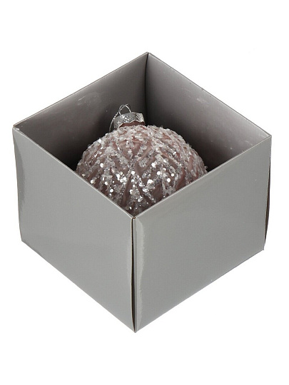 Елочный шар Лист, 10 см, стекло, пудровые узоры, XF24-SC001