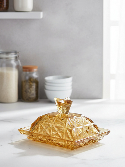 Масленка стекло, 15.5х8 см, крышка стекло, Y4-4889