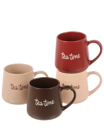 Набор кружек керамика, 4 шт, 380 мл, металлическая подставка, ТМ Глория, 202454, металл