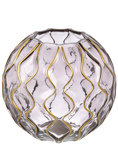 Ваза стекло, настольная, Абстракция, 20х20х18 см, серый с золотом