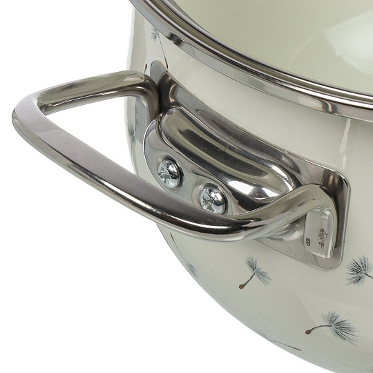 Кастрюля эмалированная сталь, 3.8 л, крышка стекло, Agness, Dandelion, 943-058, индукция