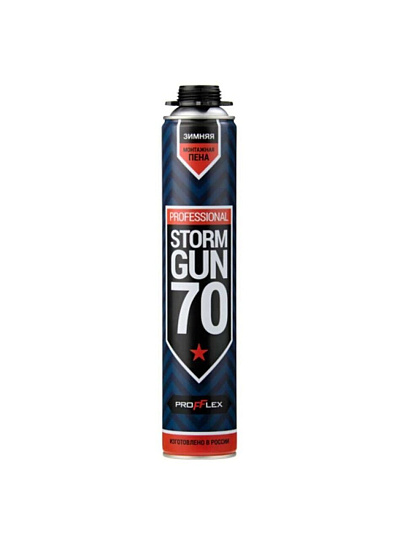Пена монтажная Profflex, Storm Gun, профессиональная, 70 л, 850 мл, 1040 г, зимняя