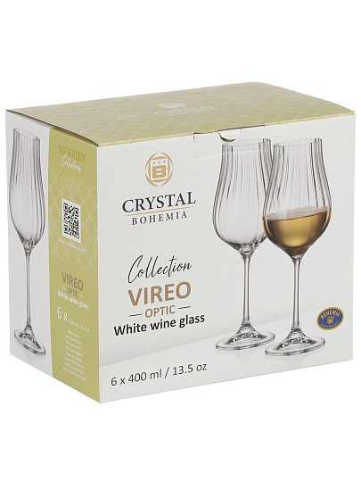 Бокал для вина, 400 мл, стекло, 6 шт, Bohemia, Vireo optic, 91L/1SJ95/0/00000/400-664