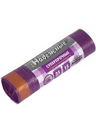 Мешки для мусора 35 л, 15 шт, суперпрочные, с завязками, ароматизация, ПСД 50х60, Ромашка, ВЗ-035-15/15