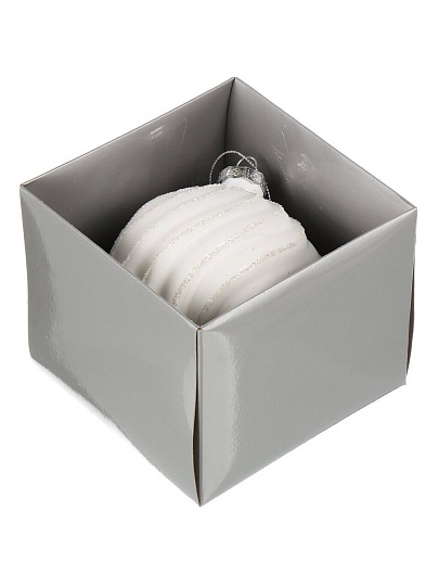 Елочный шар Вихрь, белый, 10 см, стекло, XF24-SC012