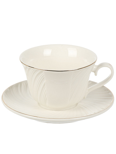 Набор чайный фарфор, 12 предметов, на 6 персон, 220 мл, металлическая подставка, ТМ Глория, Bonjart, 202346, подарочная упаковка