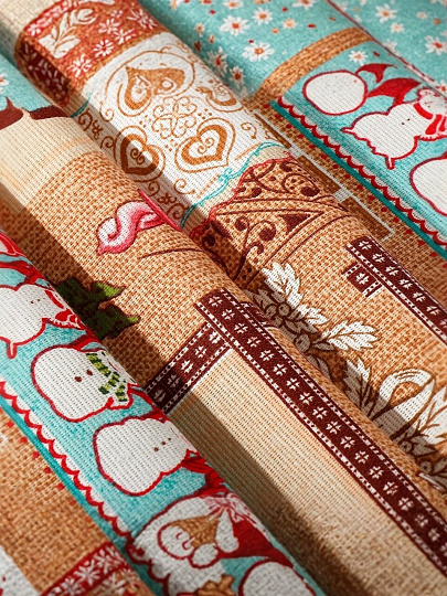 Скатерть кухонная 150х150 см, 100% хлопок, рогожка, 160 г/м2, Новогодние мотивы, ТХбК35045-1/150