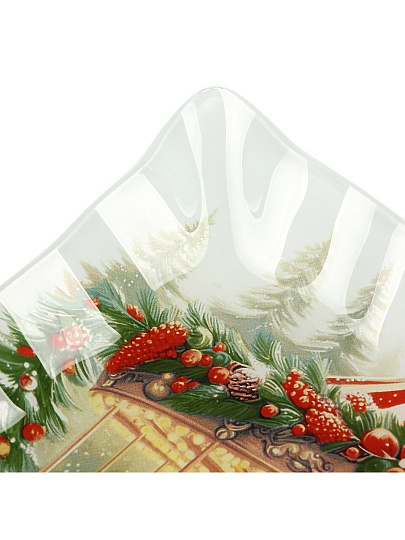 Тарелка обеденная, стекло, 23х23 см, квадратная, Символ года 2026 Карусель, Daniks