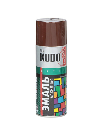 Эмаль аэрозольная, KUDO, универсальная, алкидная, глянцевая, коричневая, 520 мл, KU-1012