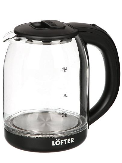Чайник электрический Lofter, CZ-519, 1.8 л, 1500 Вт, ск нагр элем, стекло