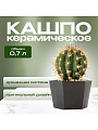 Кашпо керамика, 0.7 л, 12х8.5 см, шестигранник, черное, Эджес №2, 049720
